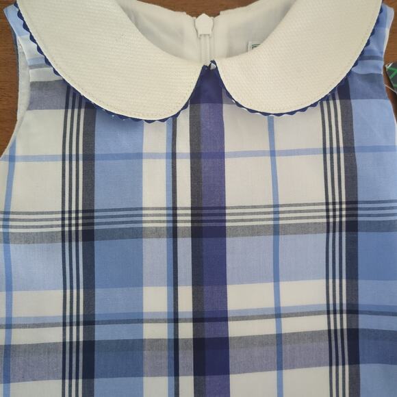 Classic Prep Maddie Summit Blue seersuckers Plaid/ collard dress size 12-18M NEW - Picture 2 of 8